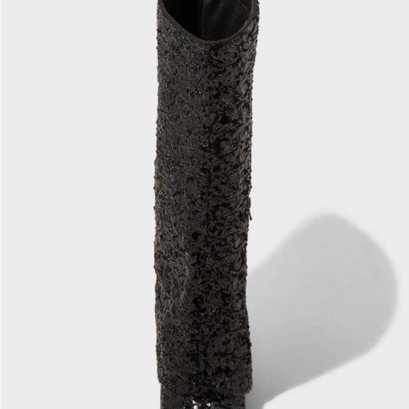 🔴 🎀 Host Pick 🎀 Black Sequin Fold over Tall Boots - Picture 3 of 7